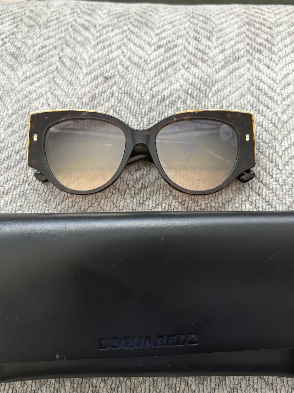 DSQUARED2 Black Frame Sunglasses with double Gold Trim on top and sides of frame